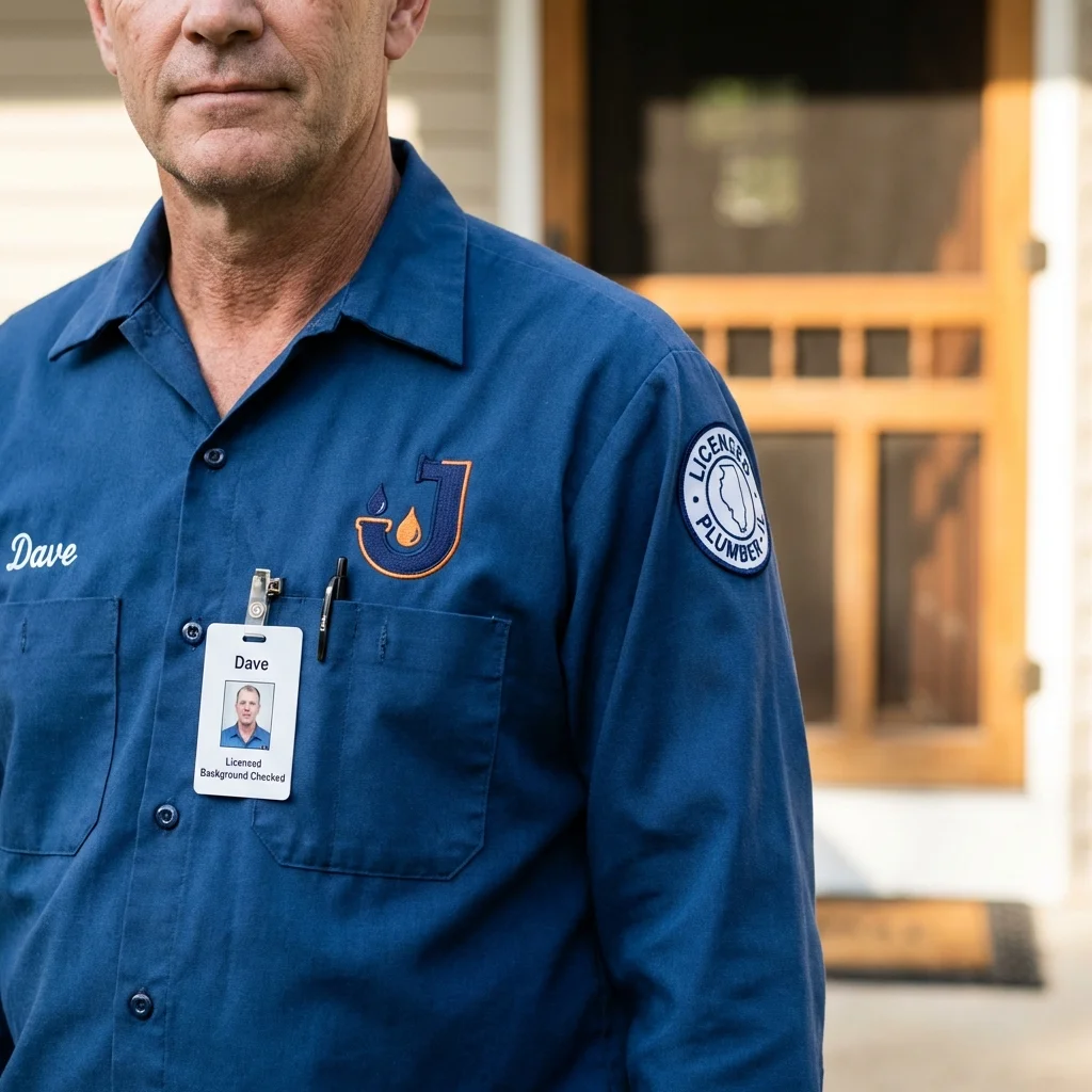 Licensed plumber showing ID badge in North Platte, NE