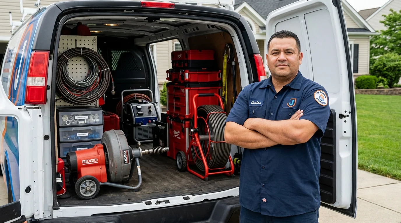 Professional drain cleaning equipment and Johns Plumbing LLC plumber in North Platte