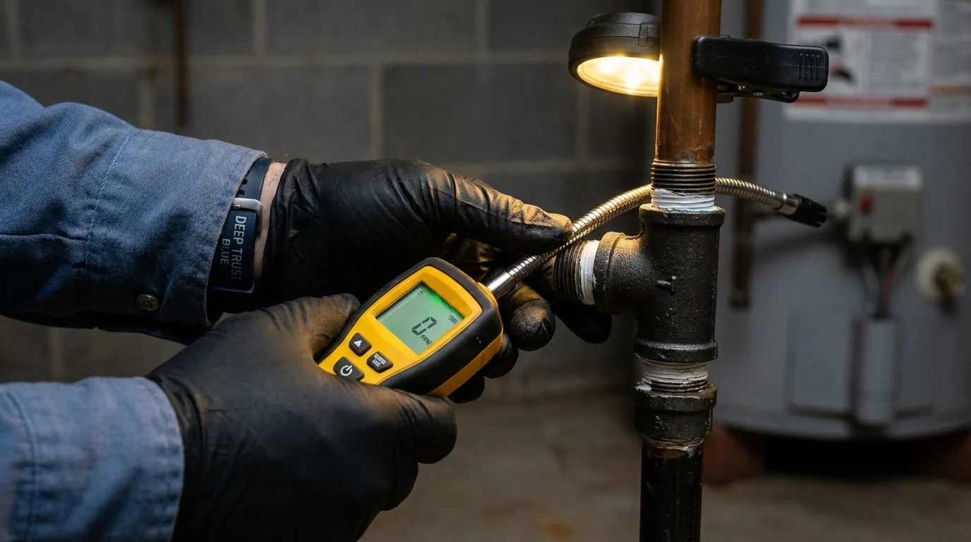 Gas leak detection with electronic sniffer by Johns Plumbing LLC in North Platte