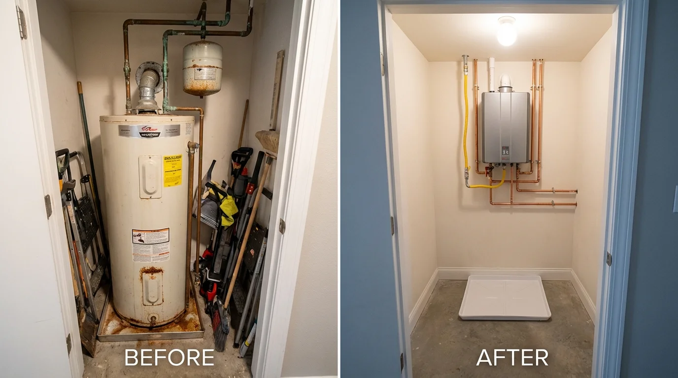 Tank water heater versus wall-mounted tankless unit comparison for North Platte, NE homeowners