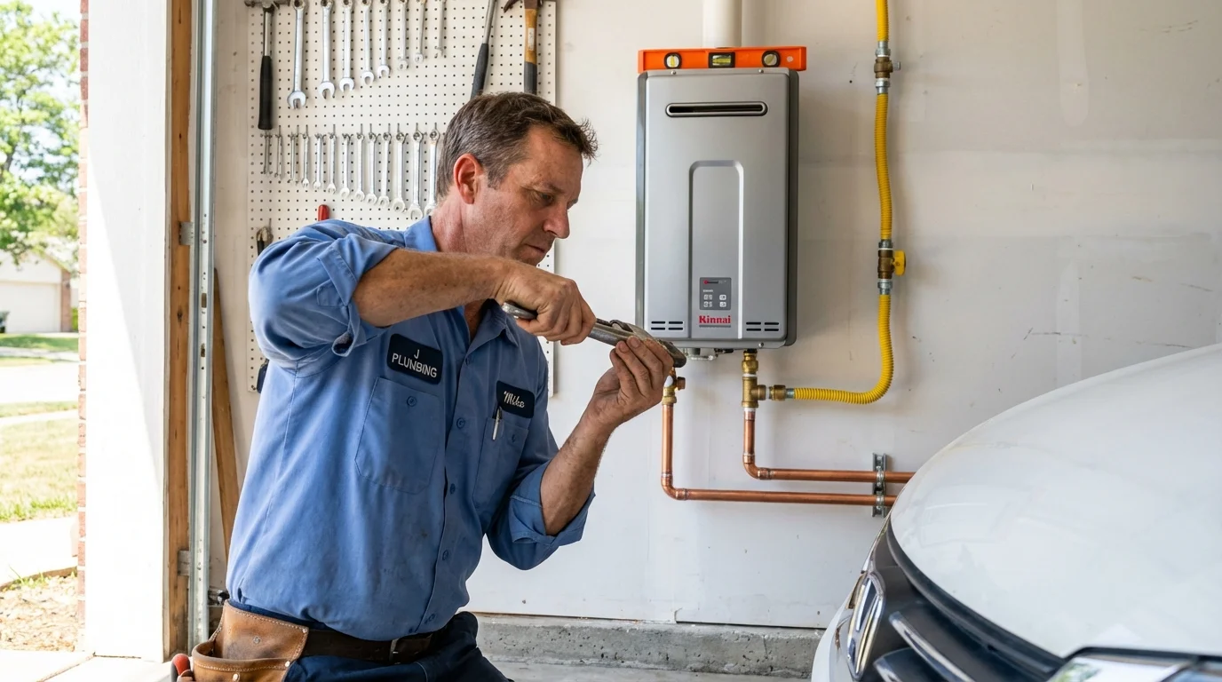 Tankless water heater installation by a Johns Plumbing LLC plumber in North Platte